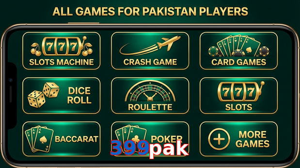 Main screen of 399Pak games page for PK players